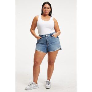 New Good American Good Curve Short Denim Jean Shorts High Rise Distressed - 18